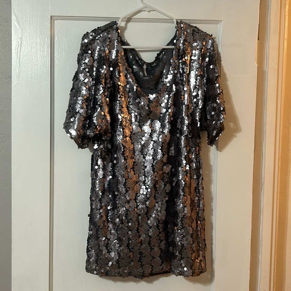 Free People Silver Sequin Dress